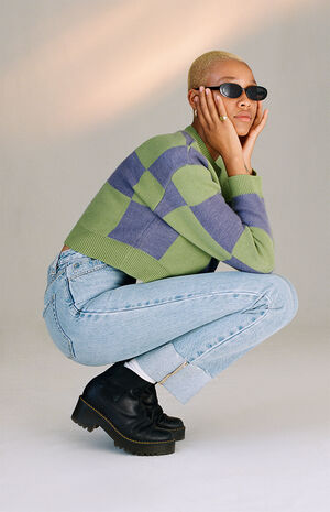 Eco Light Blue Raw Cuff Boyfriend Jeans image number 2