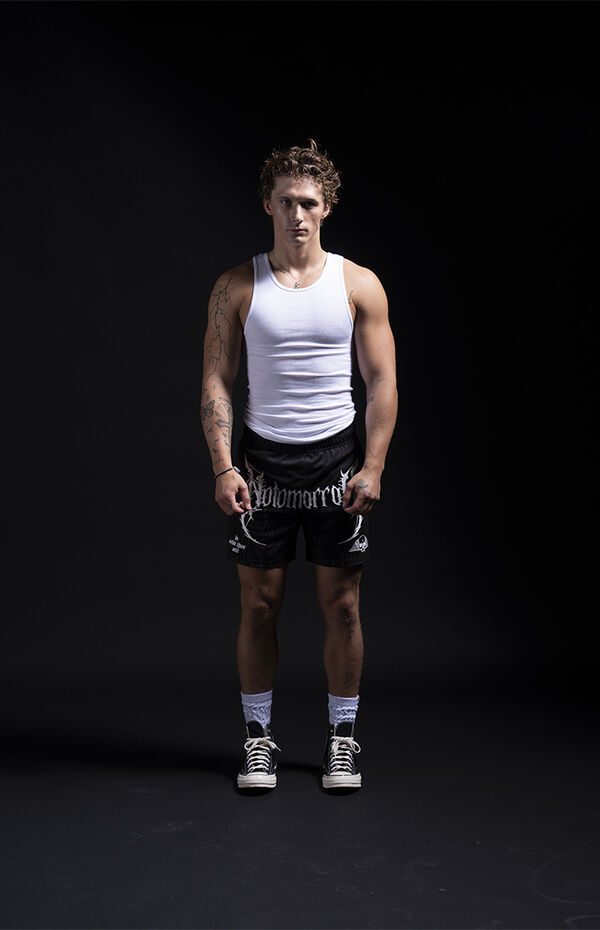 No Tomorrow x Civil Active Black Hades Mesh Shorts