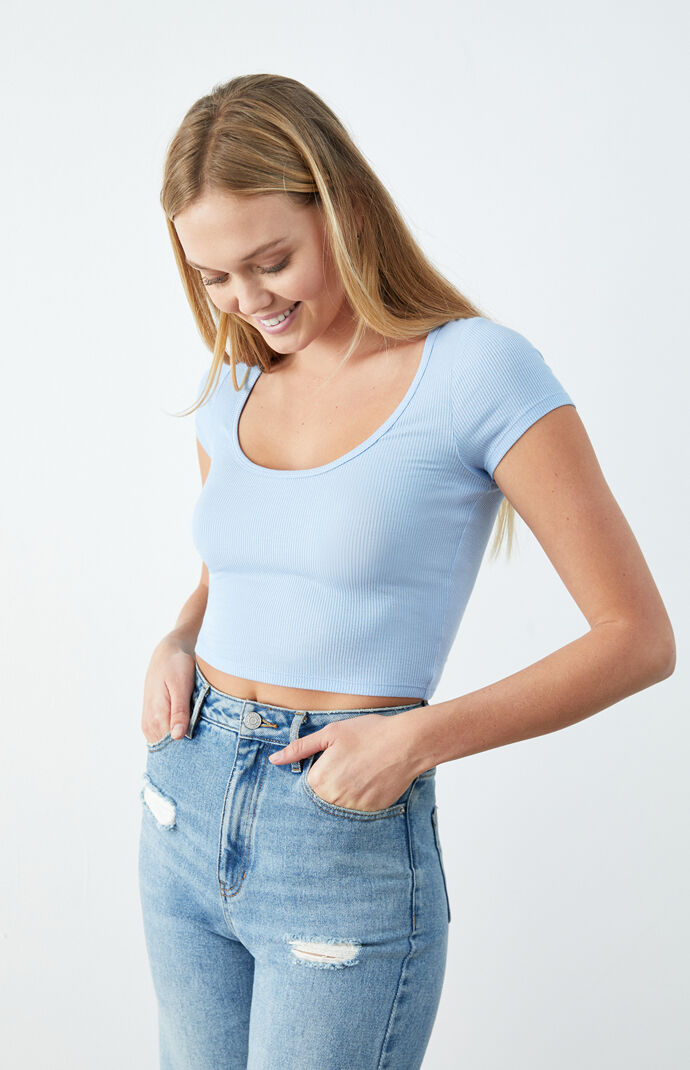 Jade Ribbed Scoop T-Shirt