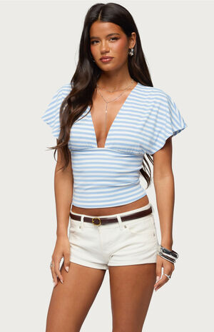 Chassidy Striped Flutter Top image number 2