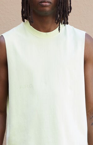 Pale Green Vintage Wash Comfort Cut Off Muscle T-Shirt image number 3