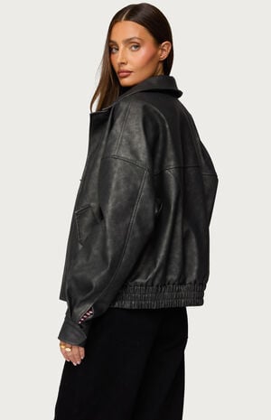Mori Oversized Faux Leather Jacket image number 3