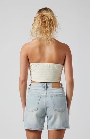 Light Indigo Denim Dad Shorts image number 4