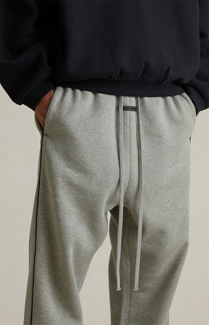 Fear of God ESSENTIALS Concrete Heather & Black Relaxed Fleece Sweatpants