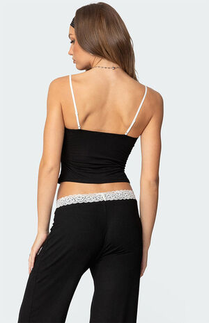 Domino Contrast Lace Trim Tank Top image number 5
