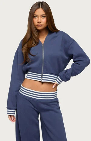 Eloura Stripey Zip Up Hoodie image number 1