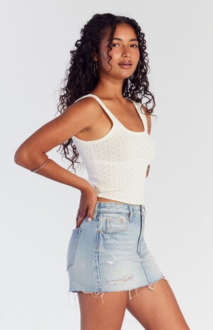 Bella Light Indigo Ripped Mid Rise Denim Mini Skirt image number 3