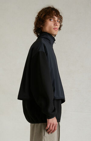 Black Nylon Fleece Mock Neck Sweatshirt image number 3
