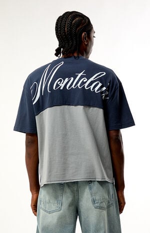 Blue Montclair Cropped Color Block T-Shirt image number 2