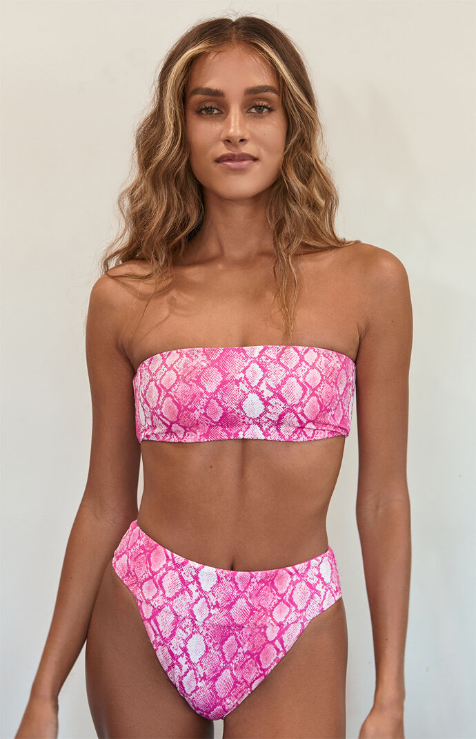 LA Hearts by PacSun Snake Print Bandeau Bikini Top PacSun