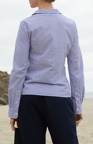 Blue Striped Button Down Long Sleeve Shirt image number 3