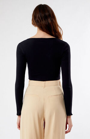 Tie Front Long Sleeve Top image number 3