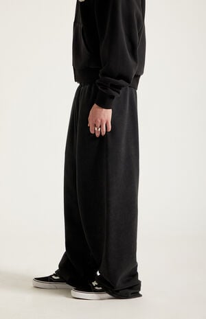 Washed Black&nbsp;Fleece Extreme Baggy Sweatpants image number 3