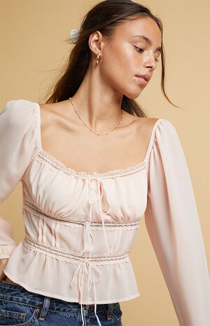 Iris Lace Trim Long Sleeve Top image number 5