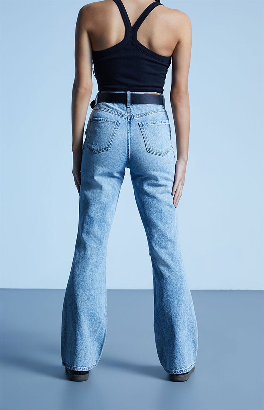 PacSun Eco Light Blue Ripped High Waisted Bootcut Jeans PacSun
