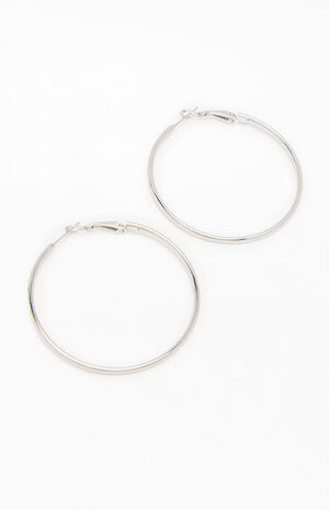 Large Silver Hoop Earrings image number 3