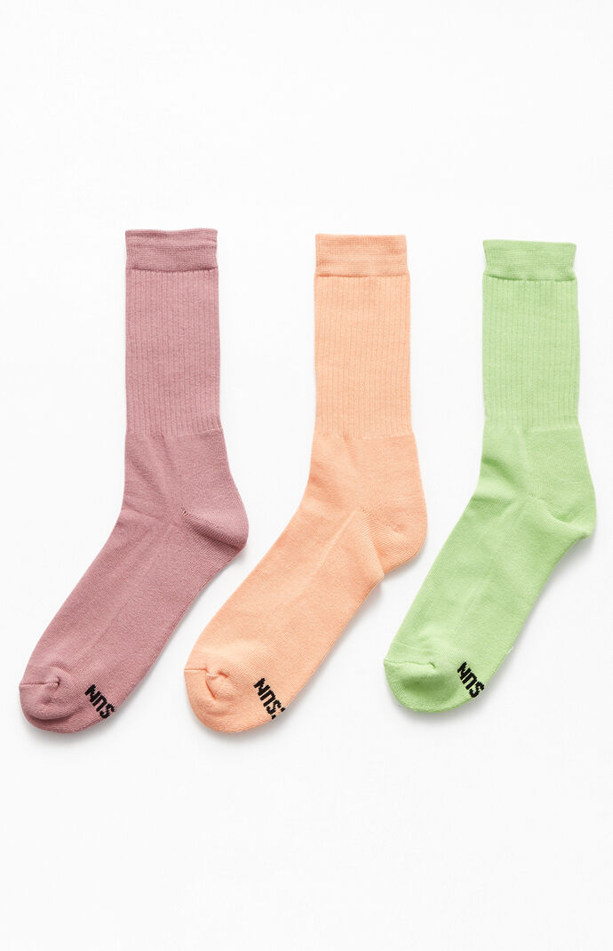 Multi Three-Pack Basic Crew Socks