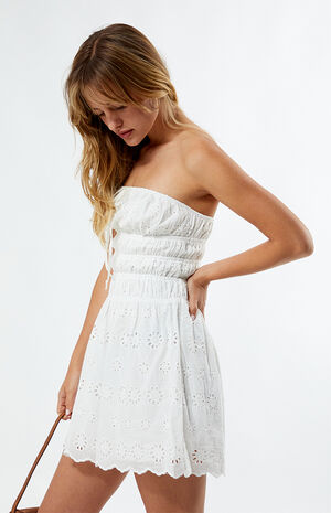 Eyelet Strapless Mini Dress image number 2