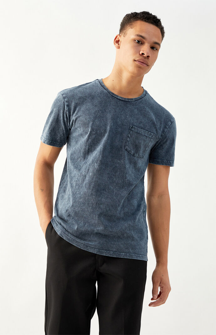 Navy Acid Wash Pocket T-Shirt