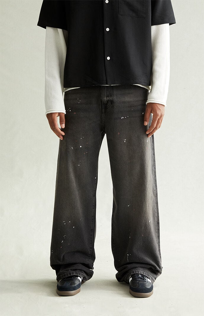 Pacsun Blake Extreme Baggy Jeans Paint Splatter Faded Black