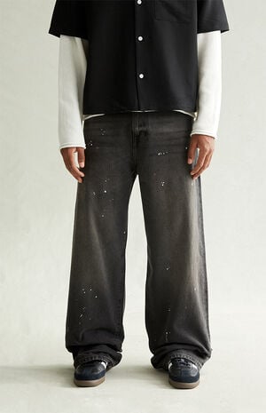 Blake Extreme Baggy Jeans Paint Splatter Faded Black image number 1