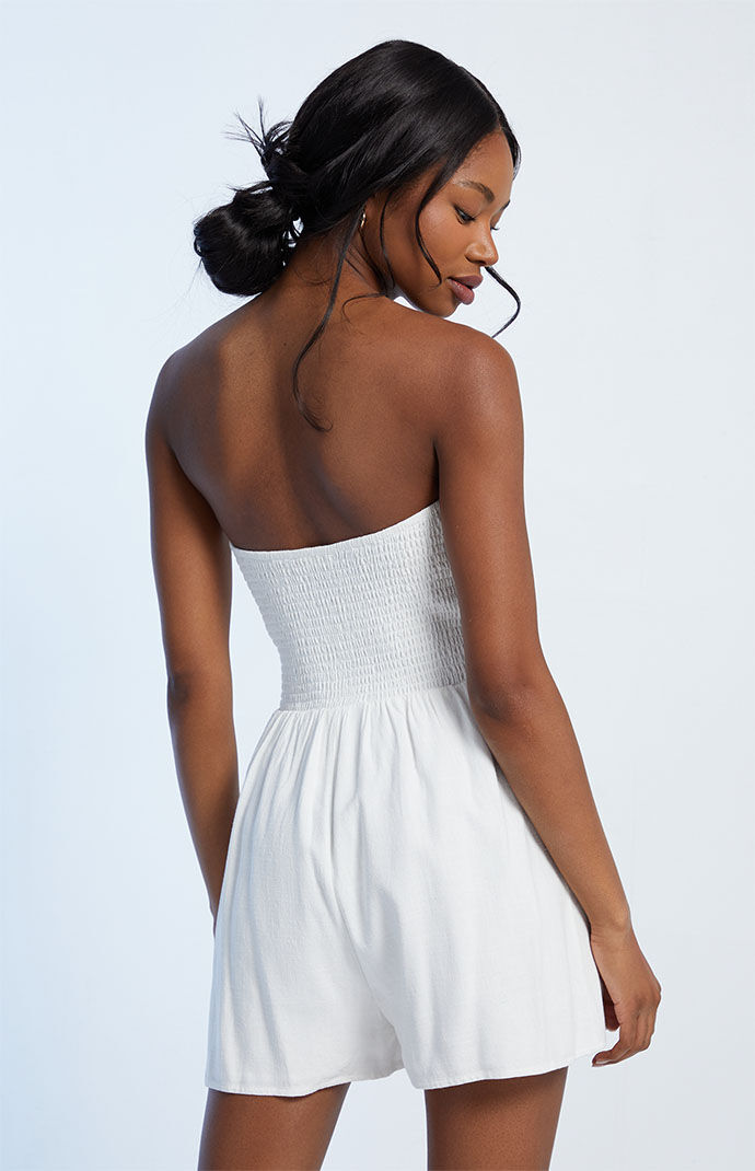 Smocked strapless romper outlet
