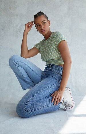 Eco Two-Tone Blue Dad Jeans image number 5