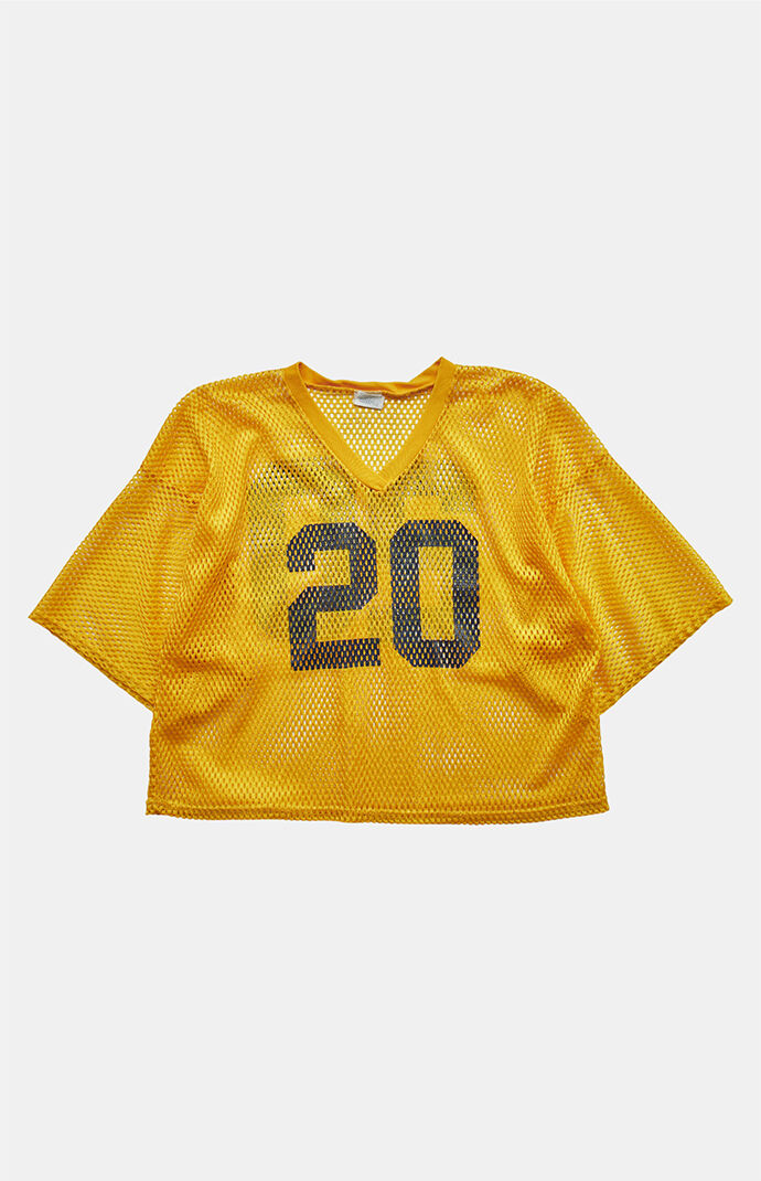 PS VINTAGE 90s 20 Mesh V-neck Cropped Graphic Top