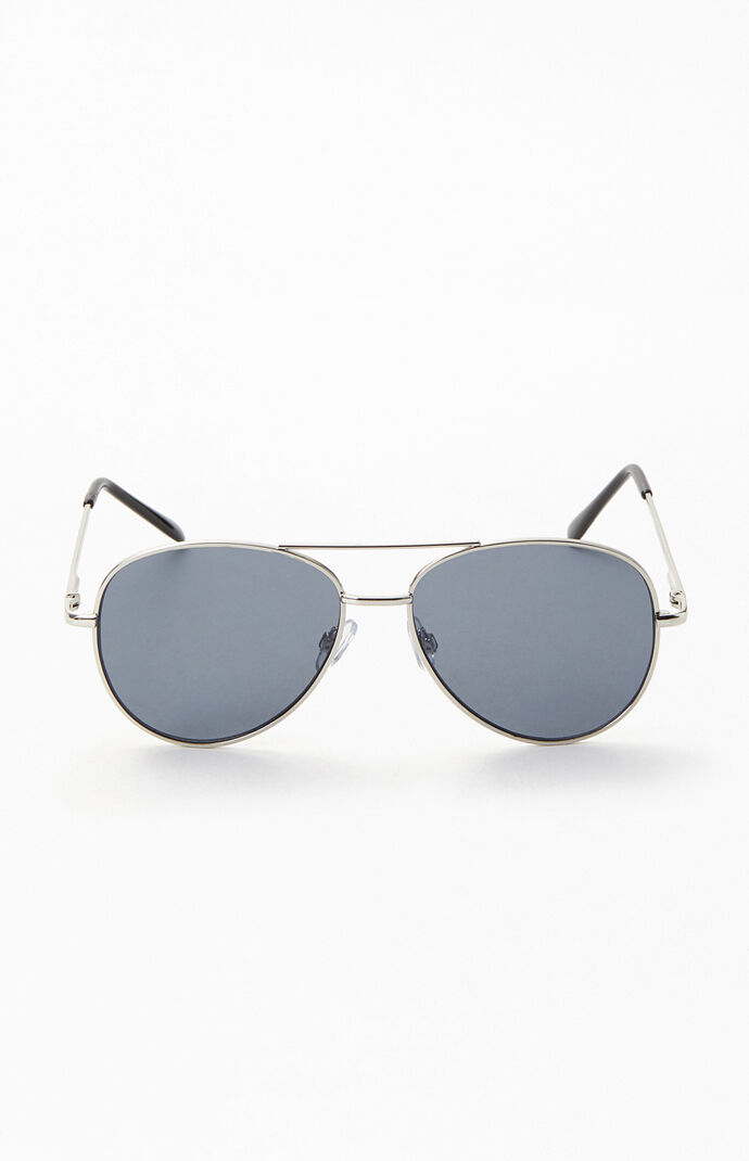 Silver Metal Aviator Sunglasses