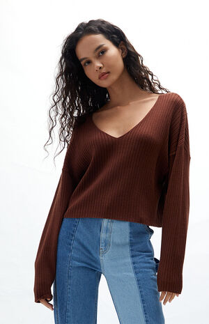 Cropped V-Neck Sweater image number 1
