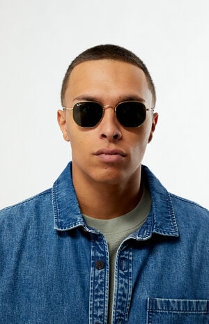 RB3548 Gold Hexagonal Sunglasses image number 1