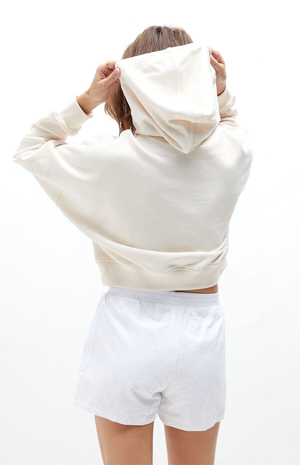 White '80s Cropped Hoodie