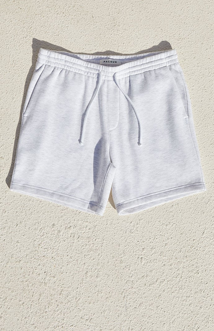 PacSun White Heather Basic Fleece Sweat Shorts