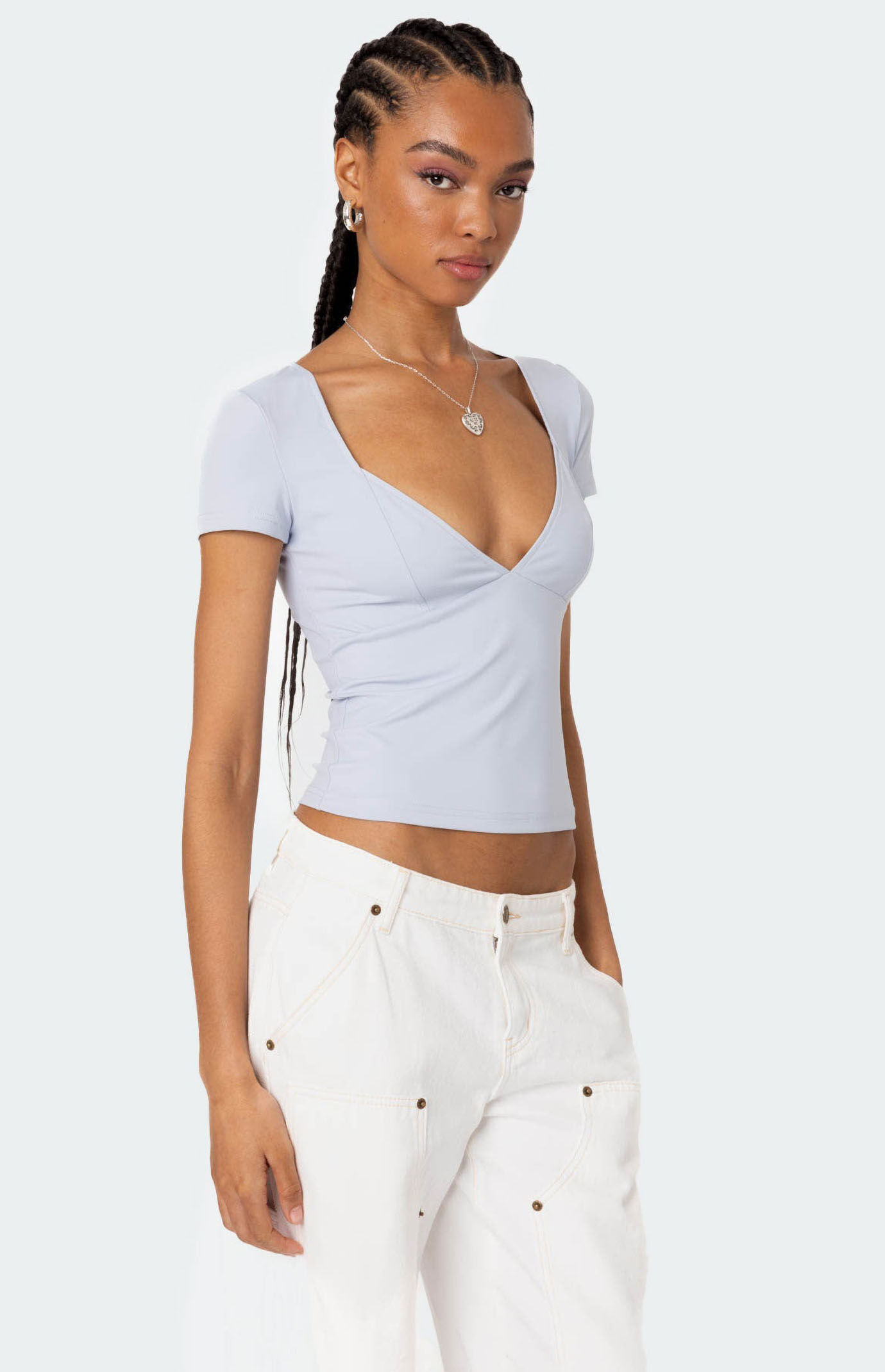 Edikted Katia V Neck Top | Pacsun
