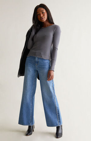 Dove Lettuce Edge Long Sleeve Top image number 2