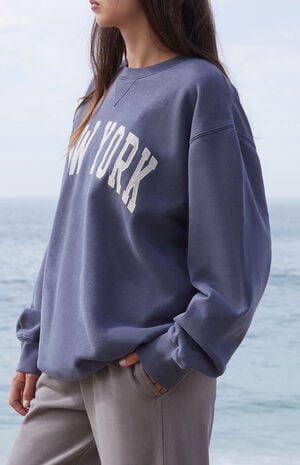 Blue Erica New York Oversized Crew Neck Sweatshirt image number 3