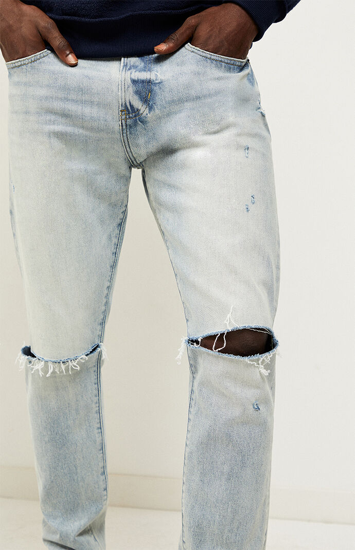 Light Ripped Slim Taper Jeans PacSun PacSun