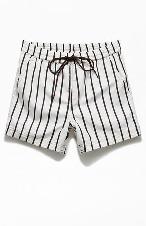 Cream Stripe 15" Swim Trunks image number 1