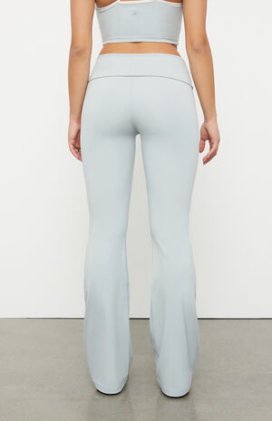 PAC WHISPER Active Gray Fold-Over Waistband Flare Yoga Pants image number 4