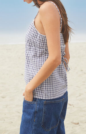 White & Blue Plaid Edith Tank Top image number 3