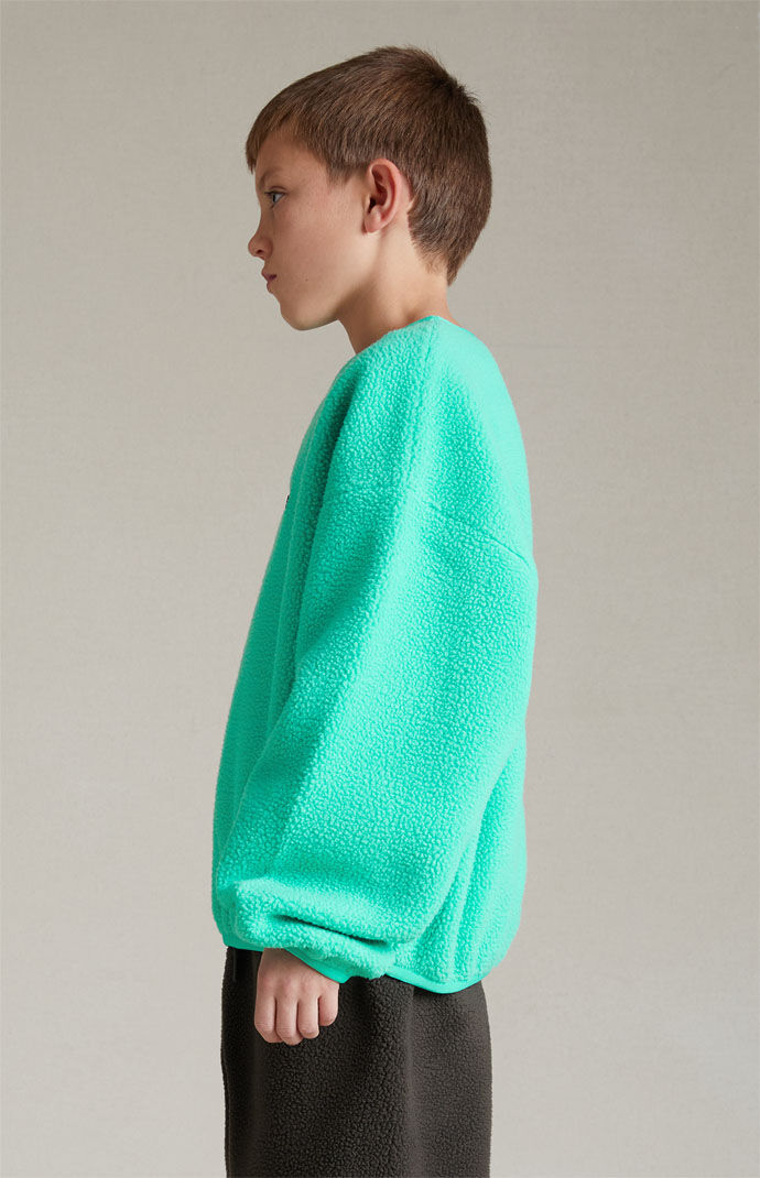 Kids Fear of God Essentials Mint Leaf Polar Fleece Crew Neck
