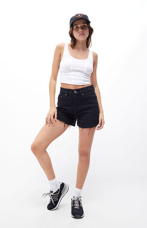 Pacsun Upcycled Black High Waisted Cutoff Denim Shorts Pacsun