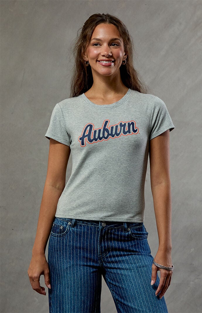 Wild Collective Women's Auburn Tigers Skimmer T-shirt In Gray