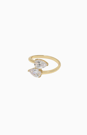 Crystal Teardrop Gold Wrap Ring image number 1