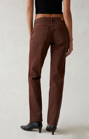 Eco Brown Low Rise Straight Leg Jeans image number 4