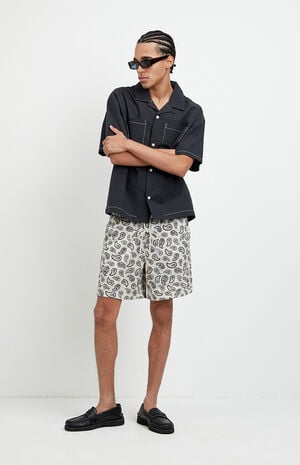 Printed Aaron Mesh Volley Shorts image number 1