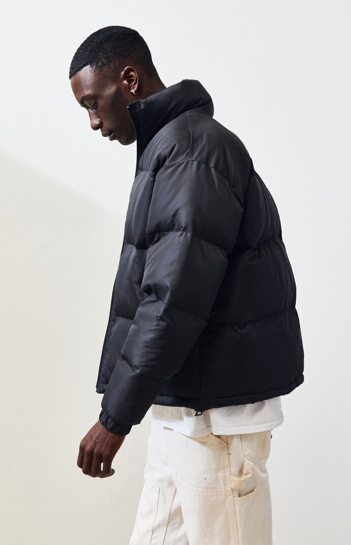 Black Solid Puffer Jacket