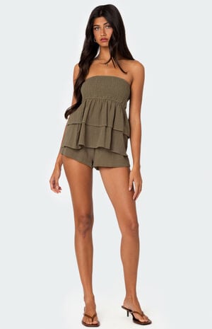 Harleigh Ruffled Linen Look Tube Top image number 2