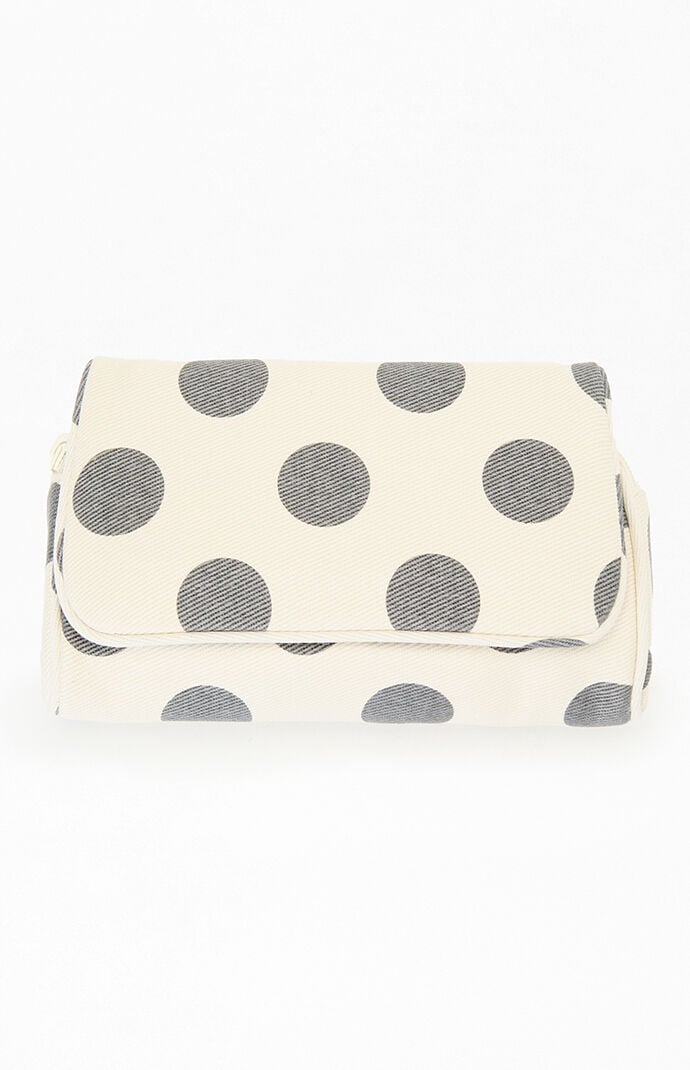 John Galt White and Black Polka Dot Makeup Bag