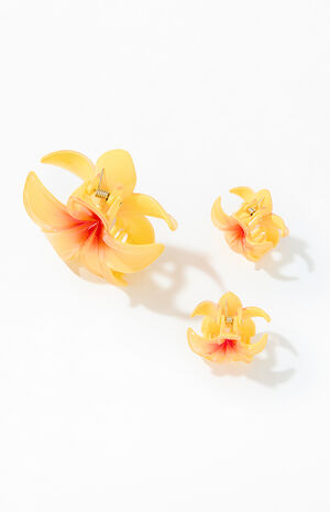 3 Pack Plumeria Flower Hair Claw Clips image number 4